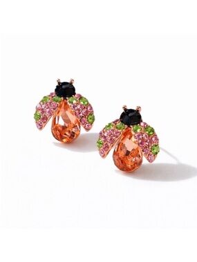 New! Gemstone Lady Bug Earrings (1005) NWOT